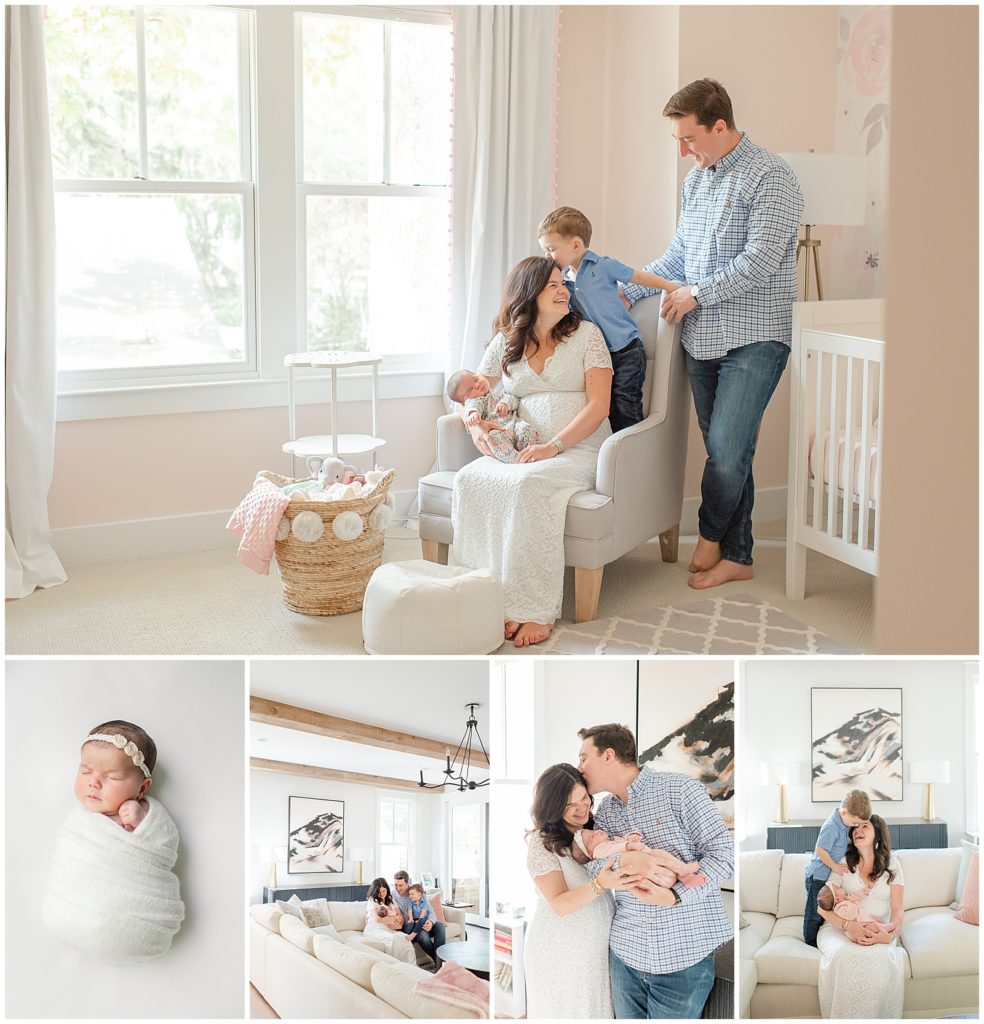 northern virginia newborn photographer, in home newborn photos with wrapped baby